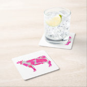 Kow Hot Pink en White Silhouette Kartonnen Onderzetters (Insitu)