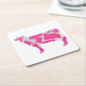 Kow Hot Pink en White Silhouette Kartonnen Onderzetters (Schuin)