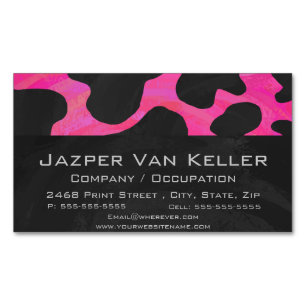 Kow Hot Pink en zwart afdrukken Visitekaartje Magneet