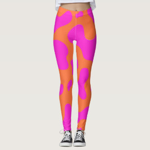 Kow Neon Pink Oranje Wilde Dierenpatroon Leggings