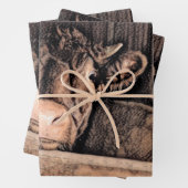 Kow Rustic  Schetch Art Land Barn Boerderij Inpakpapier Vel (In situ)