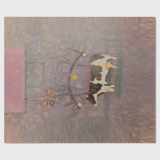 Kow Rustisch Land Western Boerderij Roze ontkoppel Cadeaupapier (Vlak)