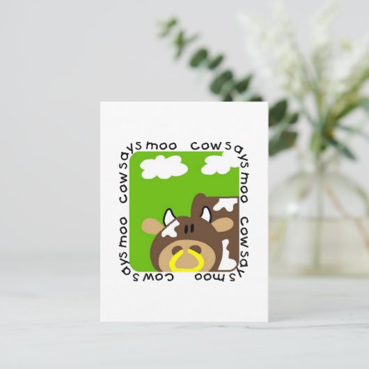 Kow Says Moo Tshirts en Gifts Briefkaart (Staand voorkant)