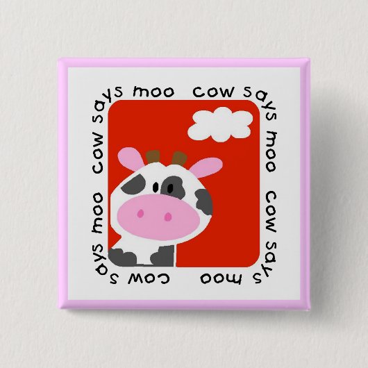 Kow Says Moo Tshirts en Gifts Vierkante Button 5,1 Cm (Voorkant)