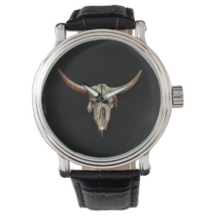 Kow Skull Brown Country Westerne Robuust Style Horloge