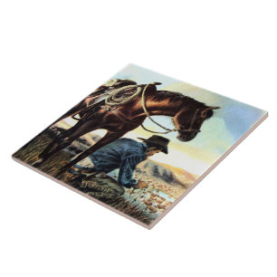 Kowboy bidden tegeltje