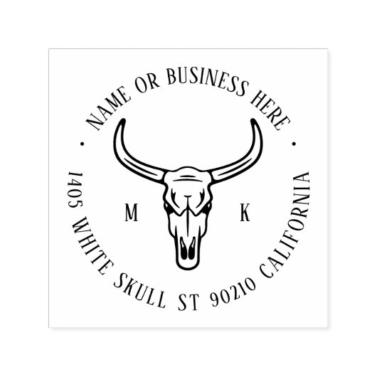 Kowboy Bull Naam Terugkeeradres Zelfinktende Stempel (Design)