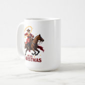 Kowboy Kerstman Ruiter Koffiemok (Voorkant links)