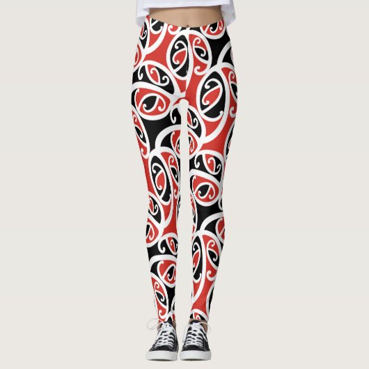 Kowhaiwhai Mangopare Maori Tribal Patroon Leggings (Voorkant)