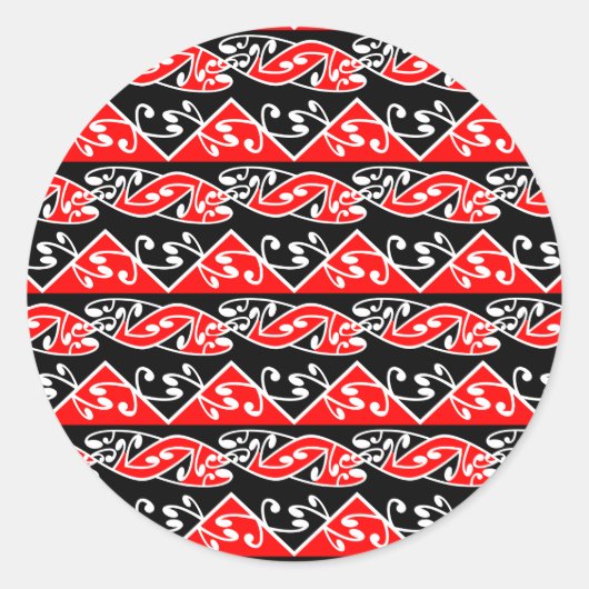 Kowhaiwhai Traditional Maori Koru Pattern Ronde Sticker (Voorkant)