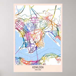 Kowloon Hong Kong Stadsplattegrond Poster