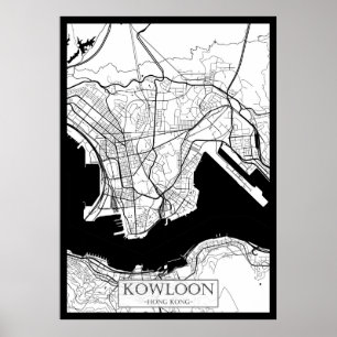 Kowloon Hongkong Kaart Poster