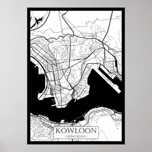 Kowloon Hongkong Kaart Poster (Voorkant)