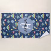 Koys Cool Space Pattern Rocket Shiket Alien Kinder Strandlaken (Voorkant)