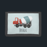 Koys Cute Construction Concrete Mixer en Naam Drievoud Portemonnee<br><div class="desc">Deze schattige en moderne kinder bouwportemonnee is voorzien van een rode en blauwe betonmixer en een plek waar je de naam van je kind kunt toevoegen. Ideaal voor elke kleine jongen die droomt van een bouwer te zijn!</div>