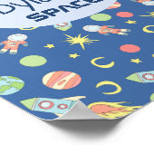 Koys Rocket Ship Space Pattern en Name Kinder Poster (Hoek)