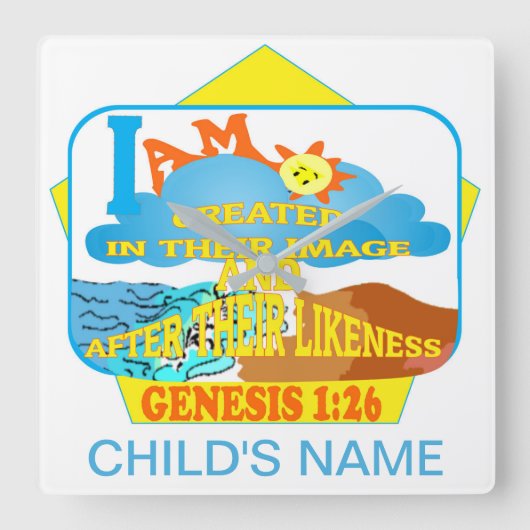 KOZ-wandklok Creëer in hun Afbeelding Eng Vierkante Klok (Voorkant)