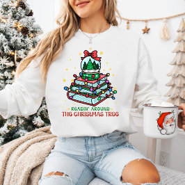 Kozige Boekliefhebber Leest Rond de Kerstboom Trui