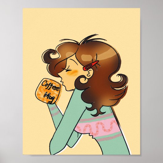 Kozige Ochtendkoffiemood Kunst Poster (Voorkant)