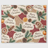 Kozige Rustieke Prettig Kerstmis Cadeaupapier (Vlak)