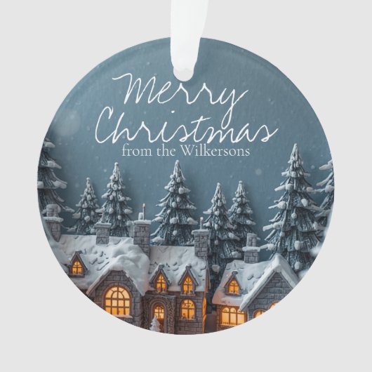 Kozige Winterdorp Aangepaste Naam Kerstmis Ornament (voorkant)