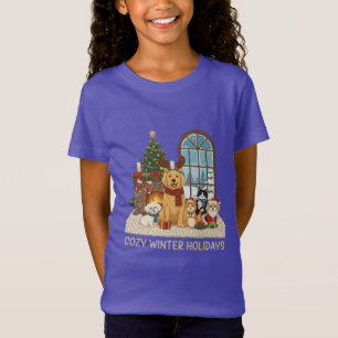 Kozige Wintervakanties Schattige Kersthuisdieren T-shirt