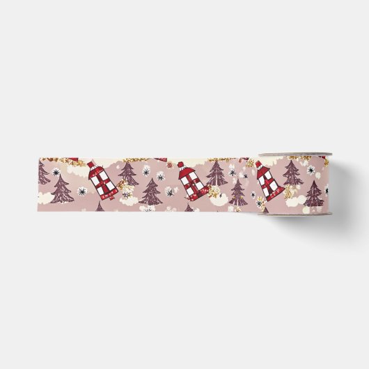Kozijn Dorps Winter Inpakpapier Grosgrain Lint (Voorkant)