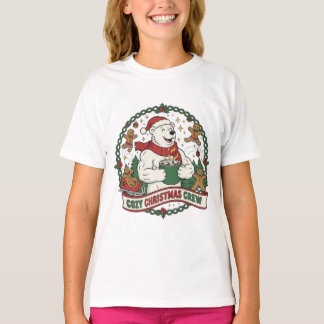 Kozijn Kerst Crew – Schattige Ijsbeer & Gemberkoek T-shirt
