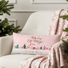 Kozijn Santa-Noordpool Roze Elf Workshop Dorp Kussen