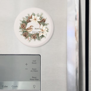 Kozijn Warme Kerst Poinsettia Dennenappels Vogel Magneet