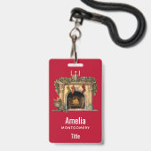 Kozijnige Victoriaanse Kerstschoorsteen Badge (Voorzijde met lanyard)