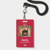 Kozijnige Victoriaanse Kerstschoorsteen Badge (Achterkant met lanyard)