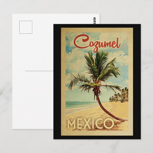 Kozumel Briefkaart Palm Tree Vintage Travel (Voorkant / Achterkant)