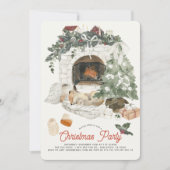 Kozy Fireplace kerstboom Fox Holiday Feestdagenkaart (Voorkant)