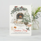 Kozy Fireplace kerstboom Fox Holiday Feestdagenkaart (Staand voorkant)