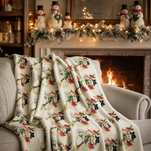 Kozy Snowman Kerstfeest Fleece Deken