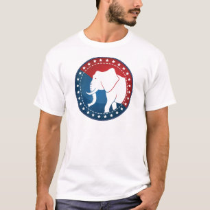 Kozzi-geïllustreerd-afbeelding-van-olifant-badge- T-shirt