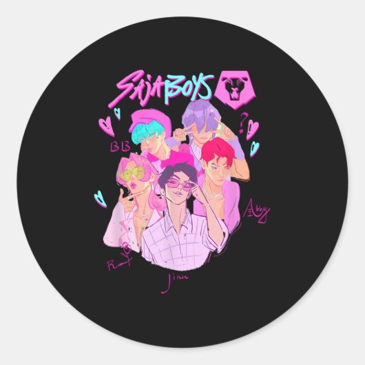 Kp Demon Hunters Halloween Saja Boys Demon Group R Ronde Sticker (Voorkant)