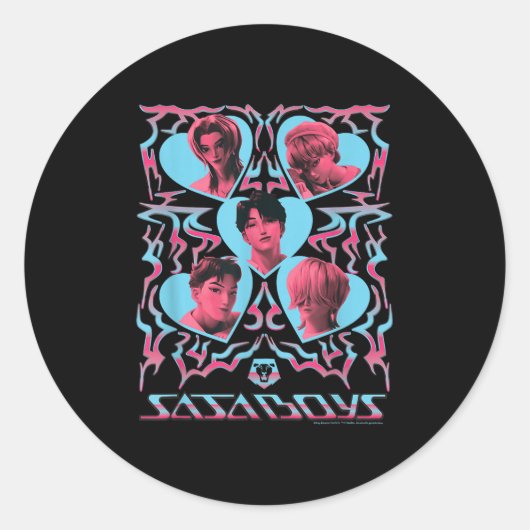 Kp Demon Hunters Halloween Saja Boys Heart Shapes  Ronde Sticker (Voorkant)