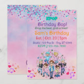 KPOP Birthday Bop, Colorful Boy Band Kaart (Voorkant / Achterkant)