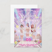 KPOP Birthday, Color the back! Invitation Kaart (Voorkant / Achterkant)