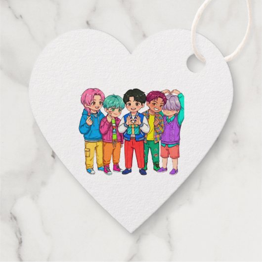 KPOP Boyband Hart  Bedankjes Labels (Achterkant)