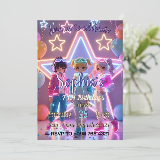 KPOP DEMONEN MOOIE UITNODIGING (Staand voorkant)