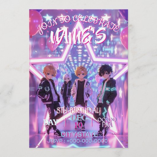 KPOP-demonenjagers geïnspireerde uitnodiging (Voorkant)