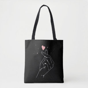 Kpop Drama Korean Finger Heart Saranghae Tote Bag