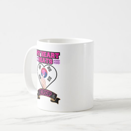 KPop Hart Korea Vlag Hand Symbool Muziek Ontwerp Koffiemok (Voorkant links)