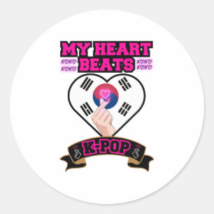 KPop Hart Korea Vlag Hand Symbool Muziek Ontwerp Ronde Sticker