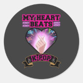 KPop Hart Korea Vlag Snap Hand Muziek Symbool Ronde Sticker (Voorkant)