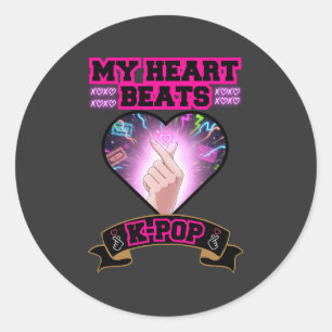 KPop Hart Korea Vlag Snap Hand Muziek Symbool Ronde Sticker