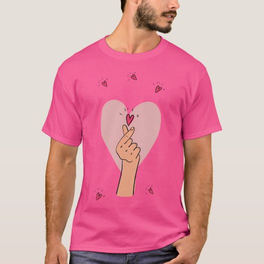 Kpop Heart Love T-shirt Finger Crossed K-Drama K-P (Voorkant)